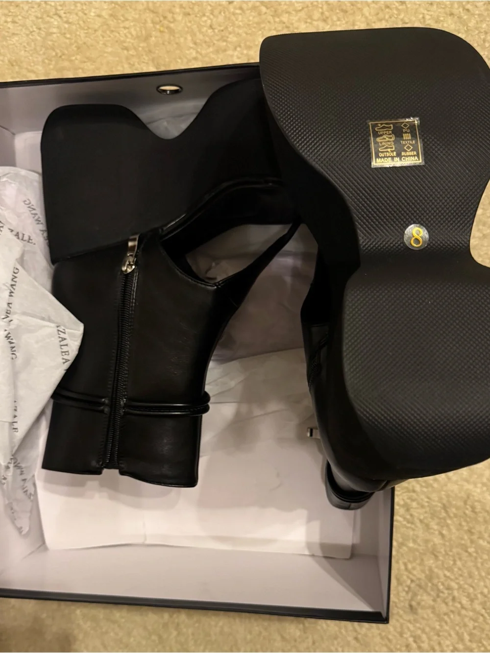 Azalea Wang Black Platform Ankle Boots with Side Zip